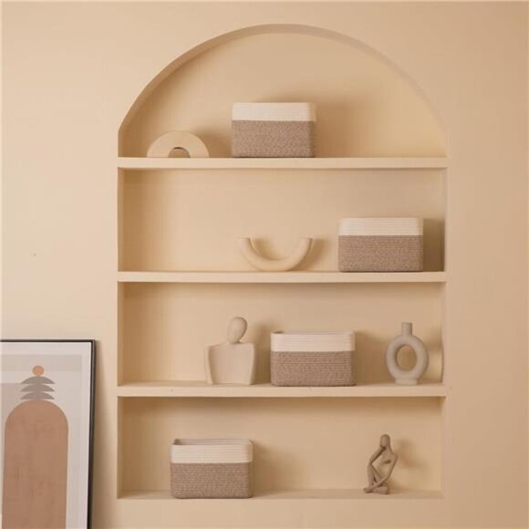 Woven Storage Baskets Set of 4 Cotton Rope Organizer Bins for Shelves Closet - Picture 2 of 8